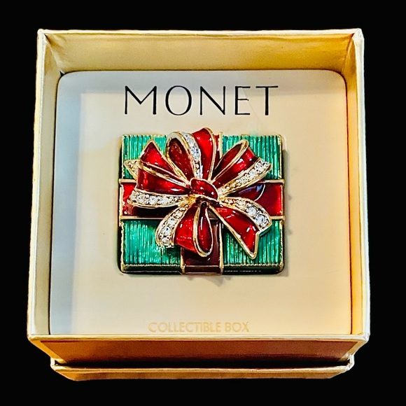 Monet Vintage Collectible Holiday Gift Trinket Box in Original Package - Picture 1 of 4